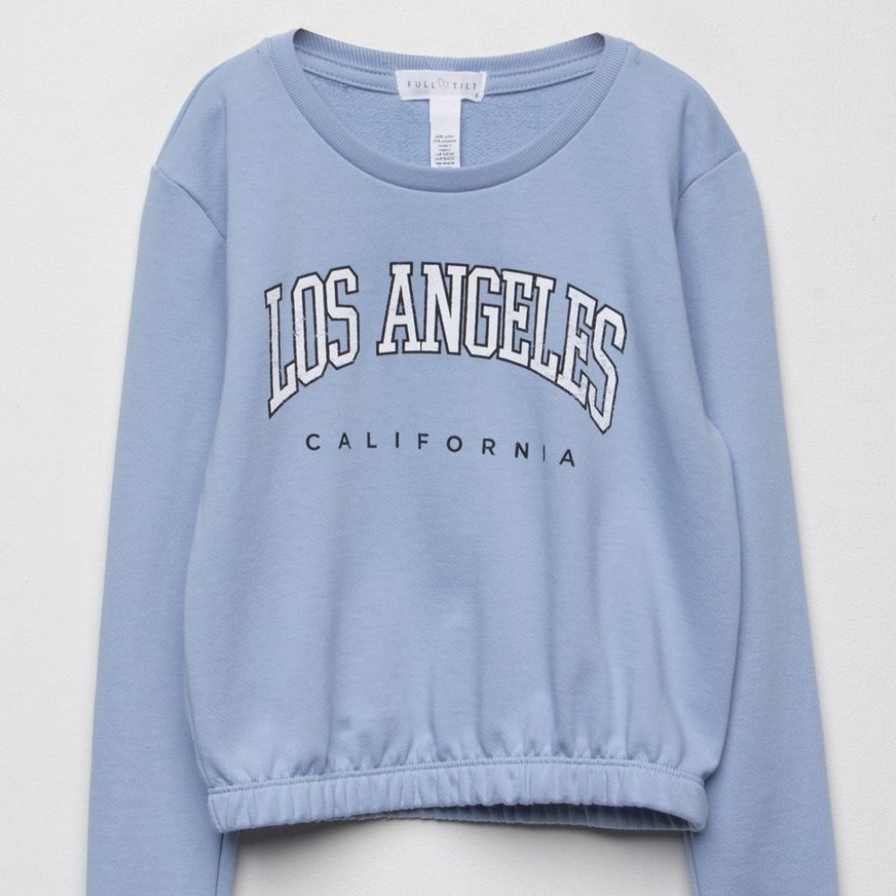 Full Tilt LA Cinch Sweatshirt Light Blue Kids Size M